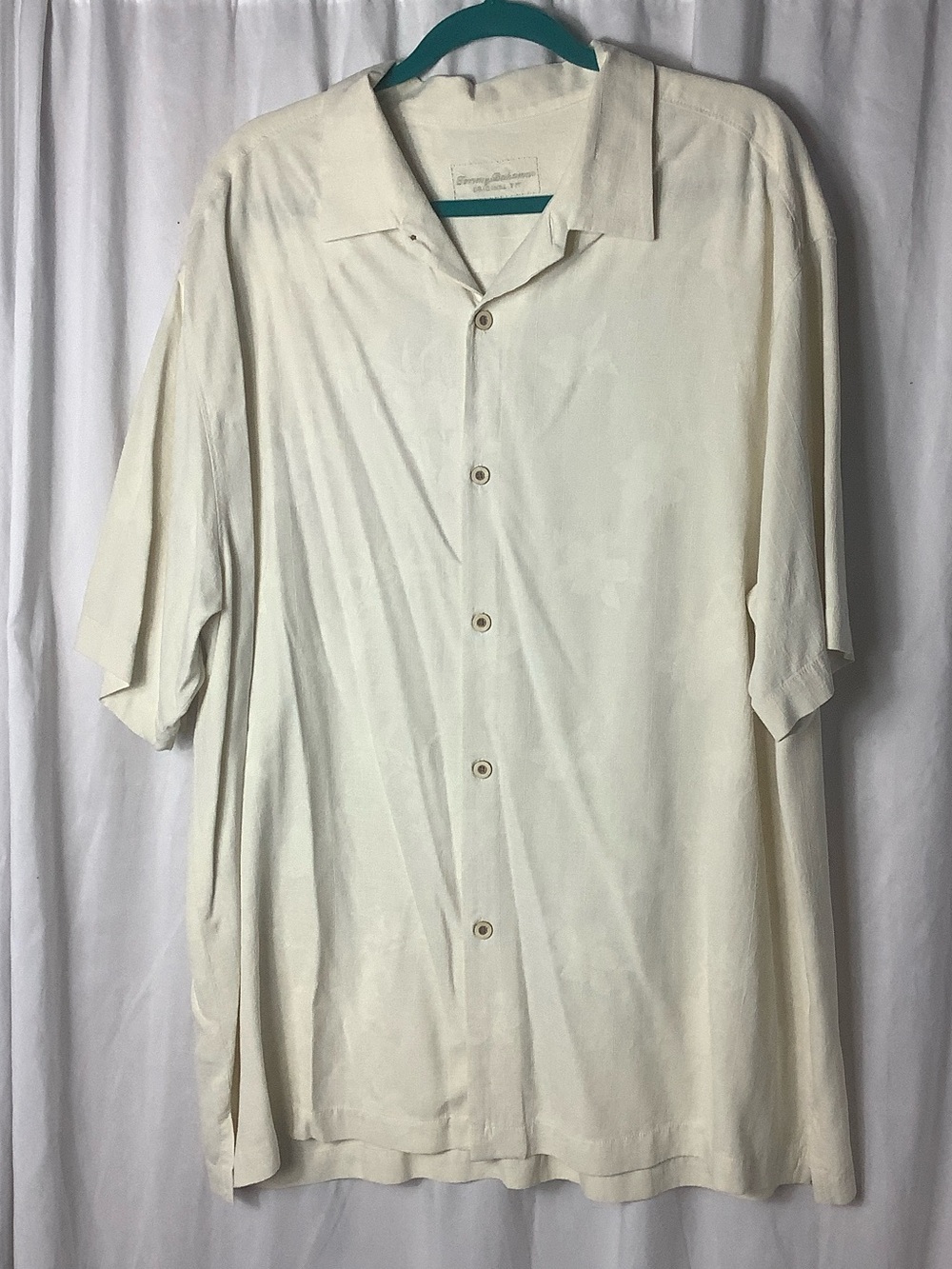 Tommy Bahama silk Cream Short-Sleeve Button-Down Camp Shirt